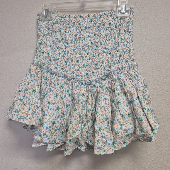 Floral Smocked Mini Skirt - Picture 1 of 9